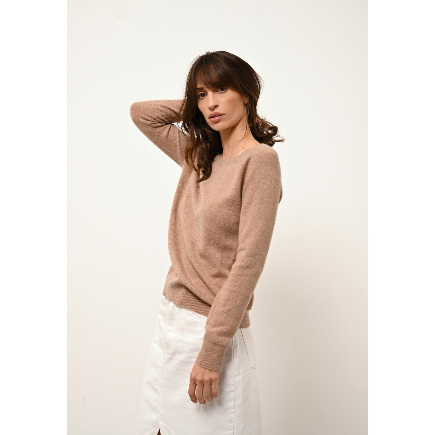 Jersey Cuello Barco Espalda Abierta - Abigail - Camel Vigoré