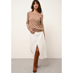 Jersey Cuello Barco Espalda Abierta - Abigail - Camel Vigoré