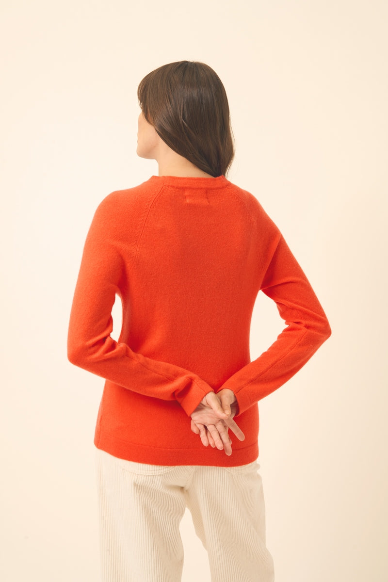 Pull Col Rond Jane - 100% Cachemire 2 Fils - Orange - Femme