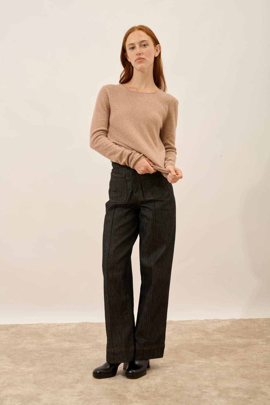 Jersey de Cuello Redondo - Vivian - Camel Jaspeado
