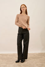 Jersey de Cuello Redondo - Vivian - Camel Jaspeado