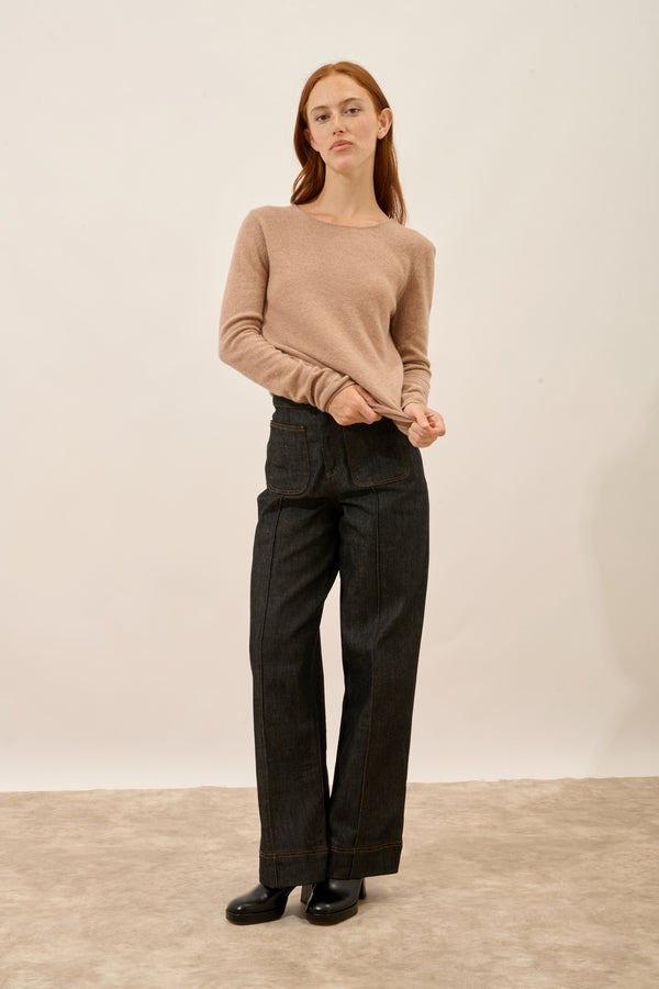 Crew-Neck Jumper - Vivian - Mottled Camel