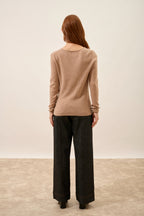 Jersey de Cuello Redondo - Vivian - Camel Jaspeado