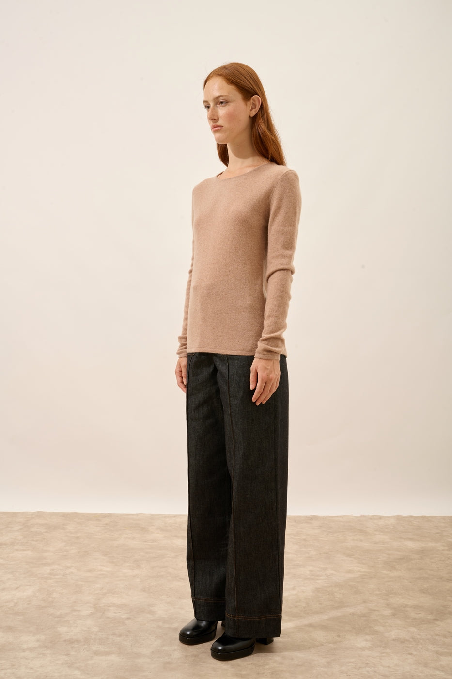Jersey de Cuello Redondo - Vivian - Camel Jaspeado