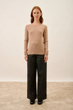 Jersey de Cuello Redondo - Vivian - Camel Jaspeado