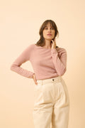 Jersey de Cuello Redondo - Vivian - Madera de Rosa