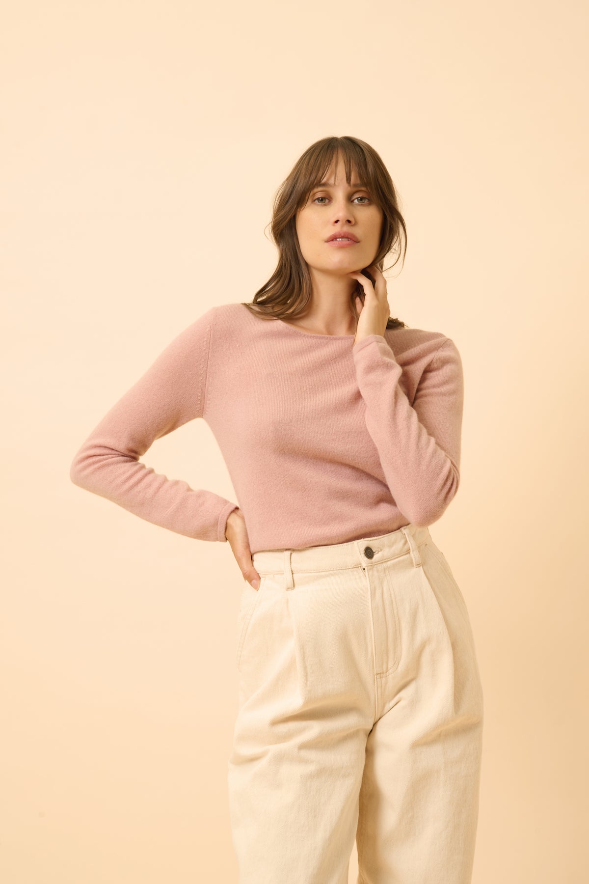 Jersey de Cuello Redondo - Vivian - Madera de Rosa