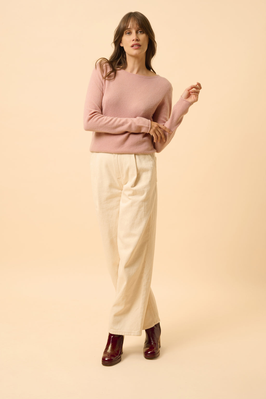 Jersey de Cuello Redondo - Vivian - Madera de Rosa