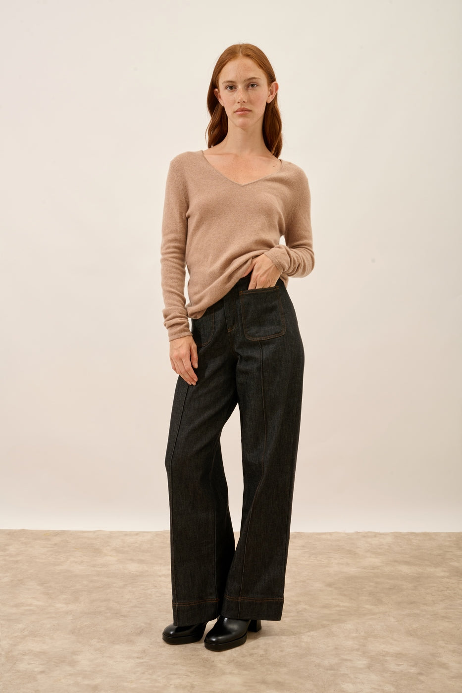 Jersey Cuello Pico - Joan - Camel Vigoré