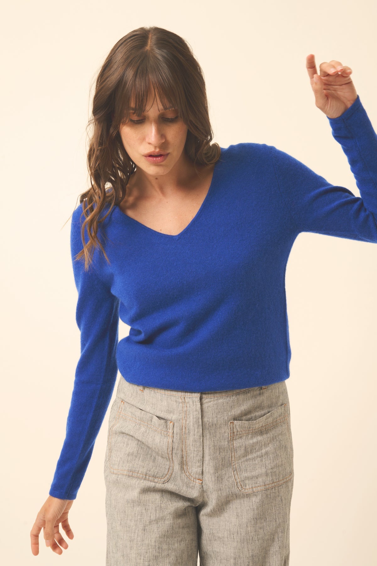 Pull Col V - Joan - Outremer