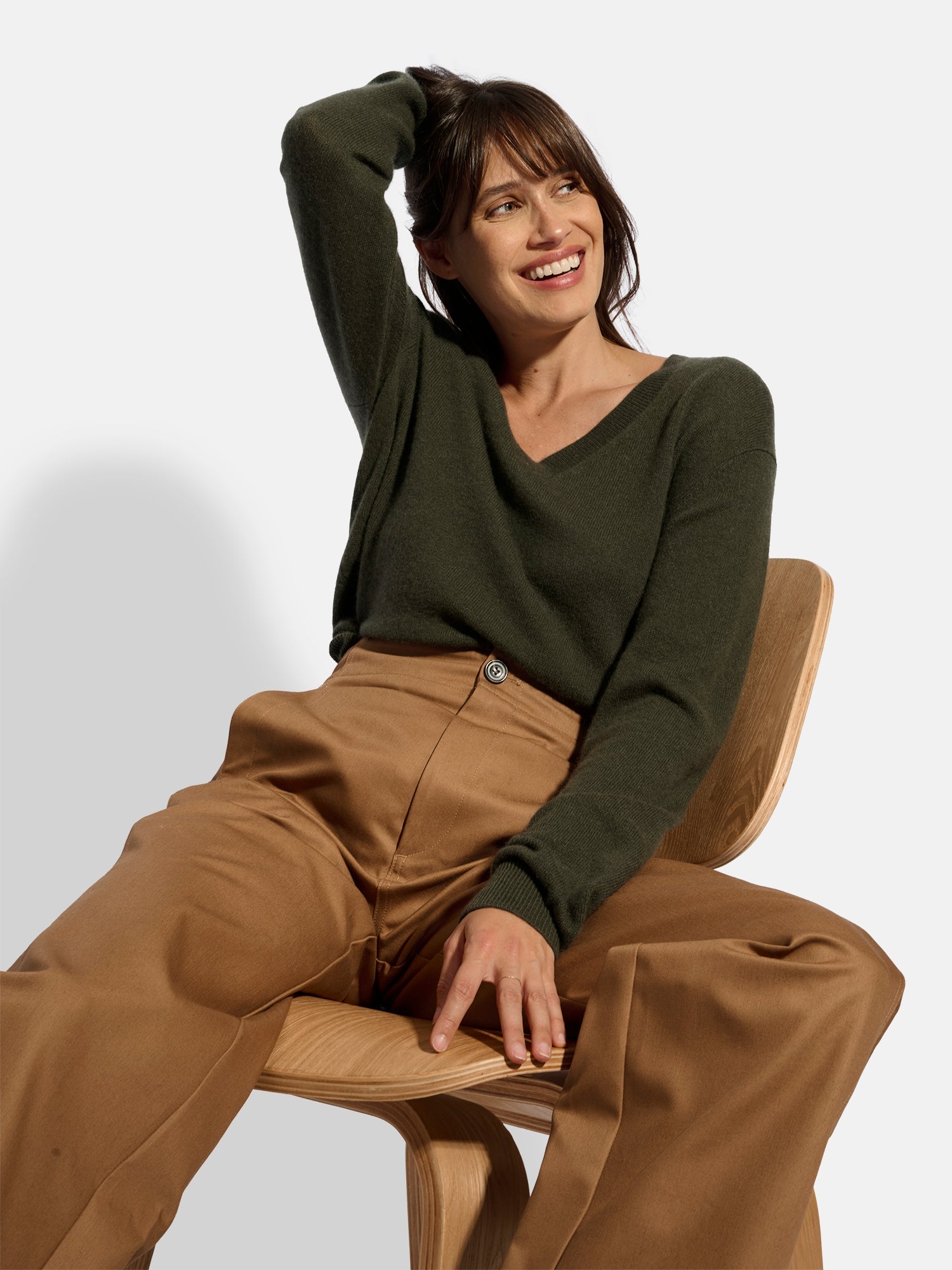 V-Neck Jumper - Nora - Khaki