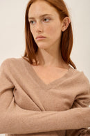 Pull Col V - Nora - Camel Chiné