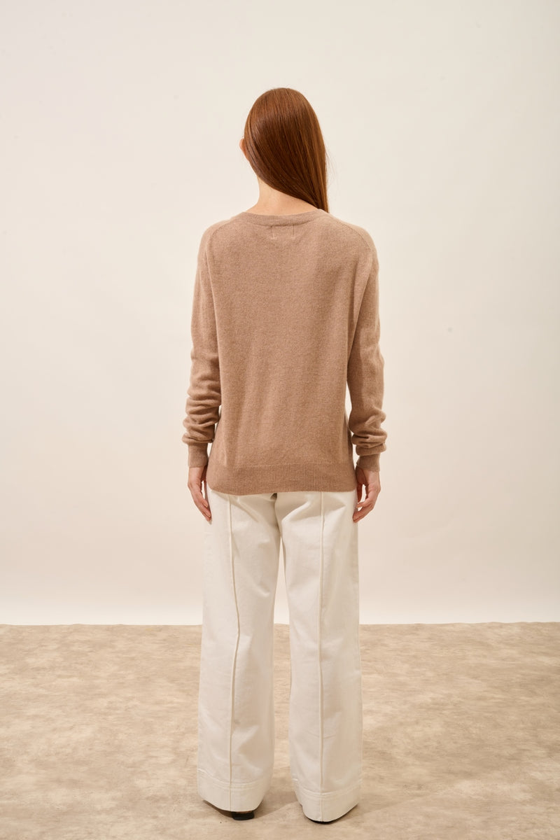 Pull Col V - Nora - Camel Chiné