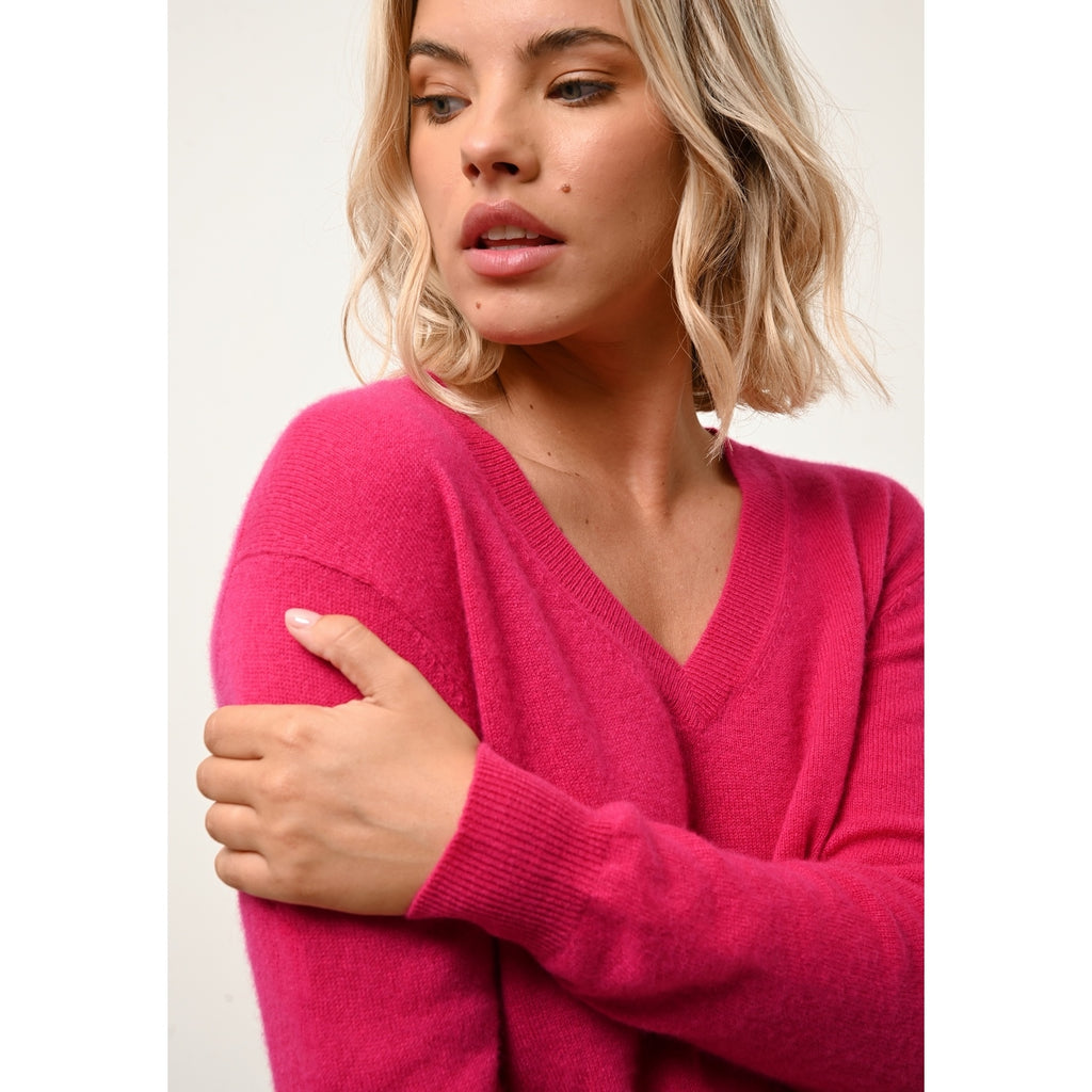 Jersey de Cuello de Pico - Nora - Fucsia