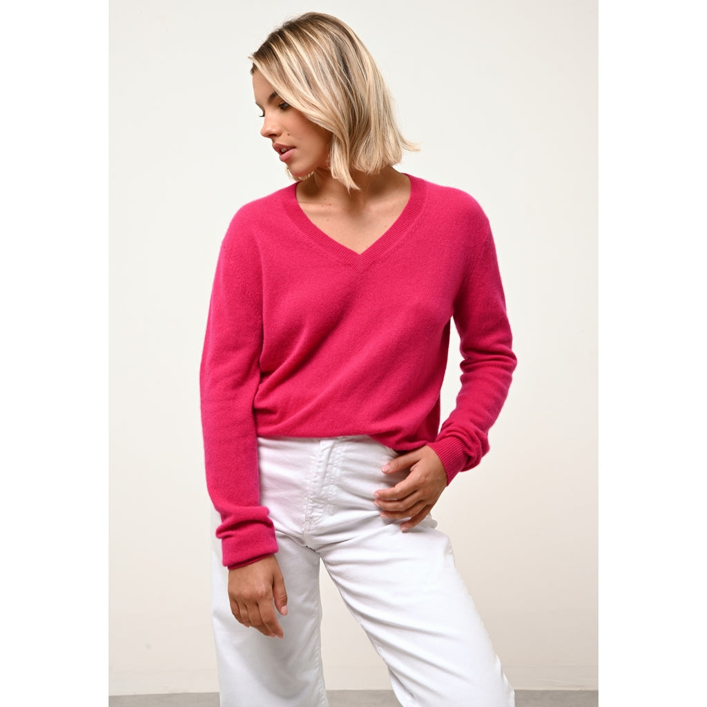 Jersey de Cuello de Pico - Nora - Fucsia