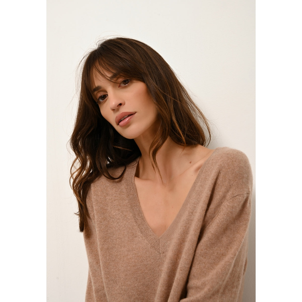 Jersey Cuello Pico Delante Y Detrás - Opal - Camel Vigoré