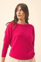 Just Cashmere - Pull Chauve Souris - Rebecca - Fuchsia