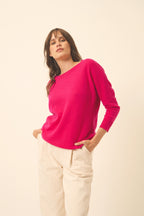 Just Cashmere - Pull Chauve Souris - Rebecca - Fuchsia