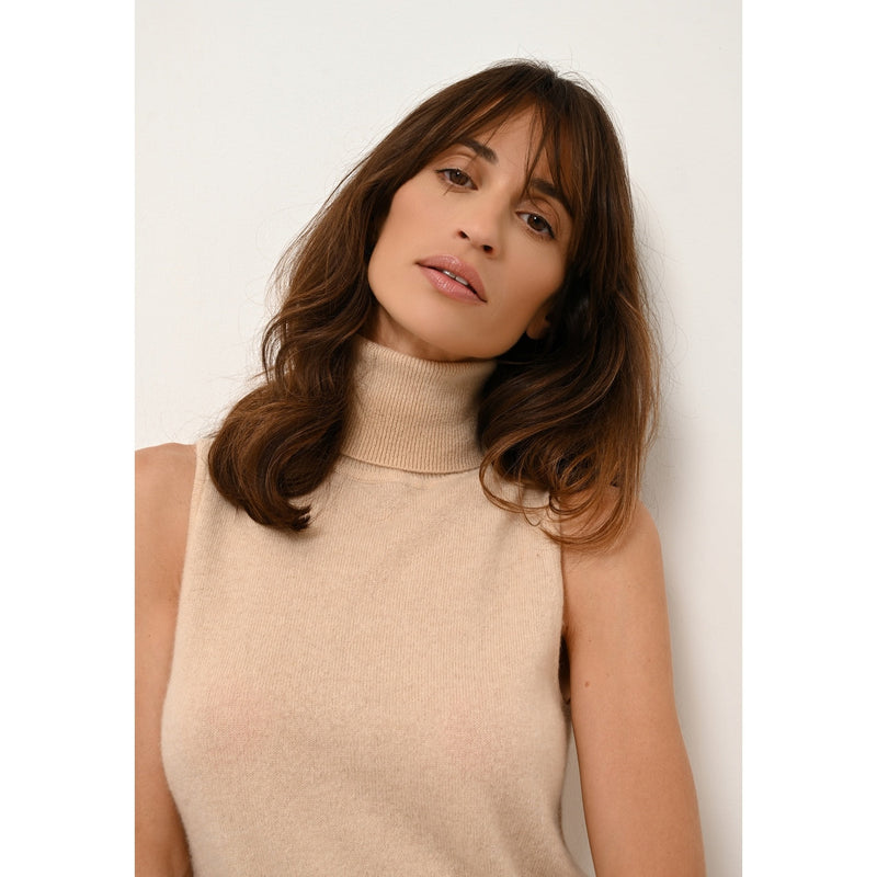 Just Cashmere - Jersey de cuello alto sin mangas - Morado - Arena