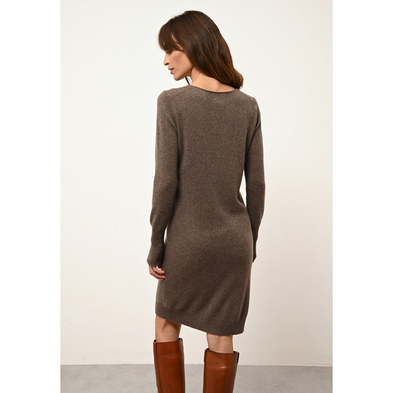 Cashmere  sudadera Just - Vestido Susan Cuello Redondo Topo Moteado - 100% Cachemira - 2 Hilos - - Mujer