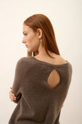 Jersey Cuello Barco Lágrima en Espalda - Abigail - Taupe Jaspeado
