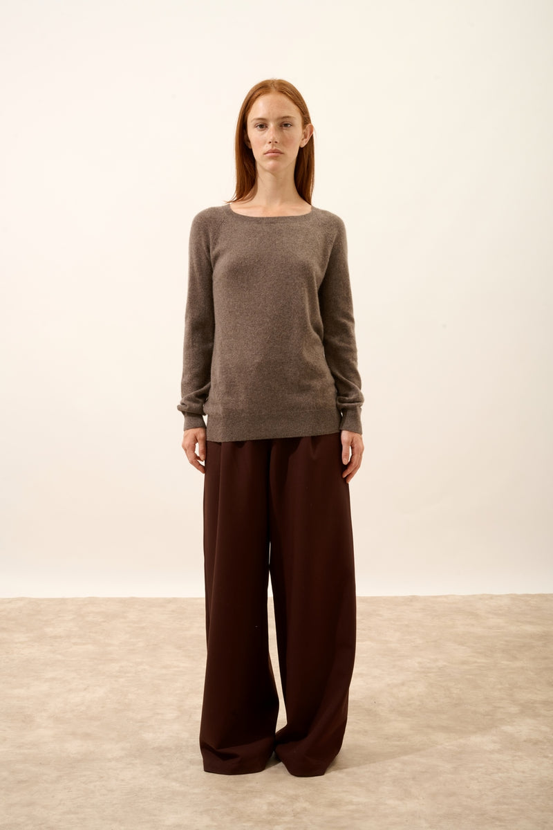 Pull Col Bateau Goutte Dos - Abigail - Taupe Chiné