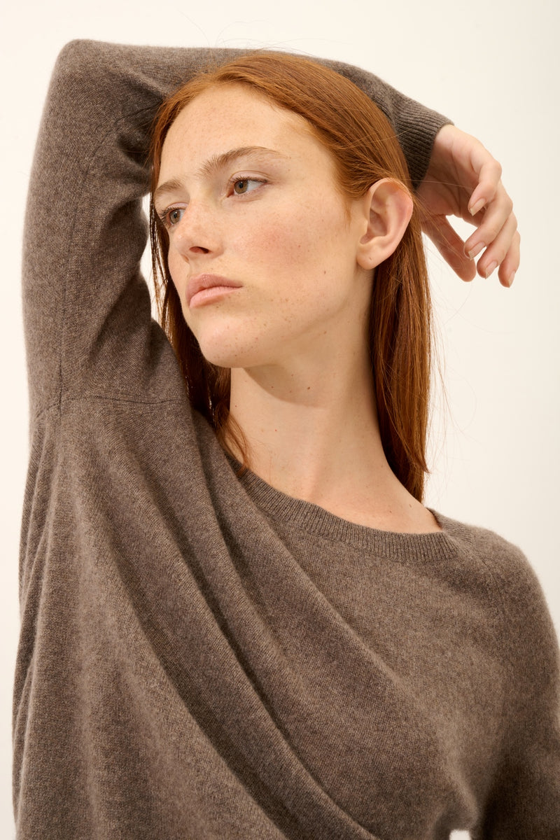 Pull Col Bateau Goutte Dos - Abigail - Taupe Chiné