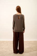 Jersey Cuello Barco Lágrima en Espalda - Abigail - Taupe Jaspeado