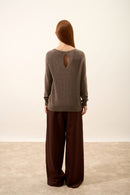 Pull Col Bateau Goutte Dos - Abigail - Taupe Chiné