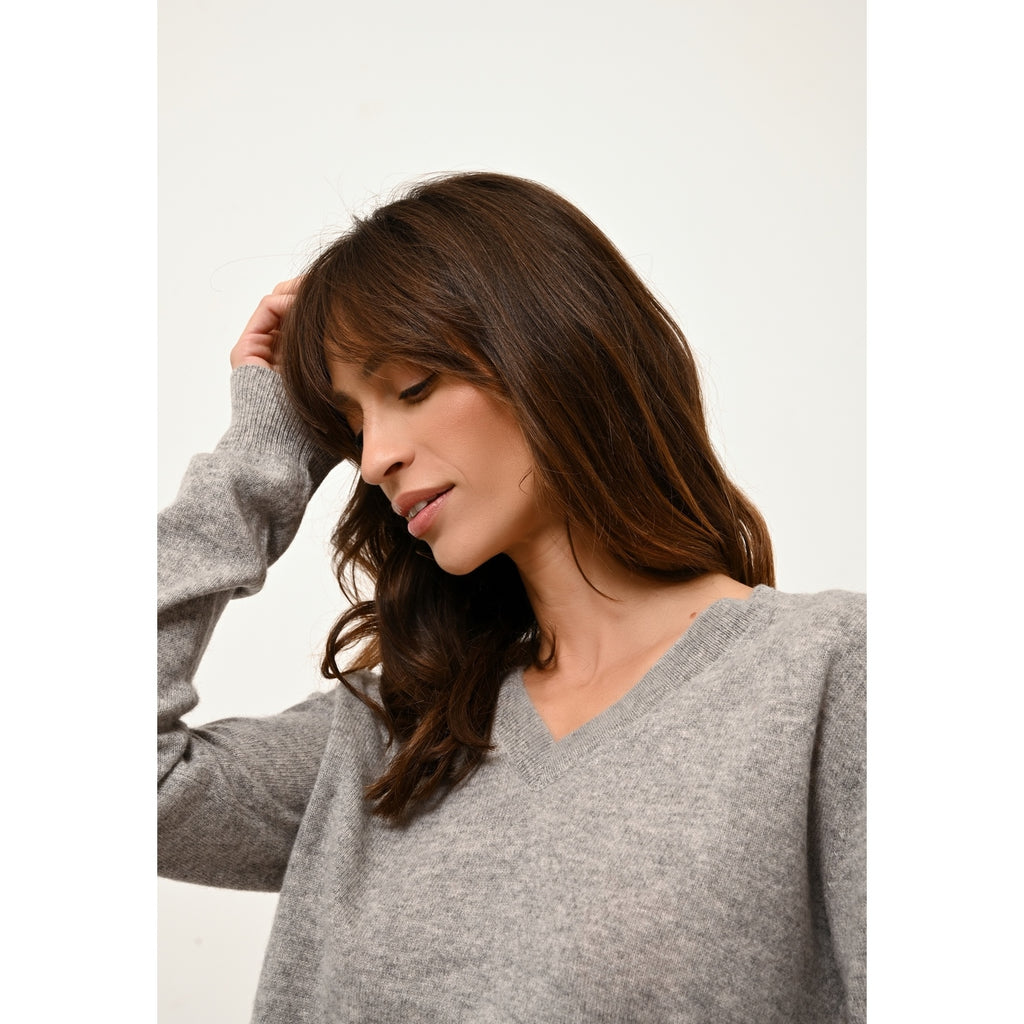 Jersey Cuello En V - Nora - Nube Jaspeada