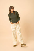 Pull Col Rond Boutonné Dos - Janice - Kaki