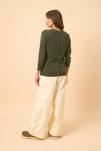Pull Col Rond Boutonné Dos - Janice - Kaki