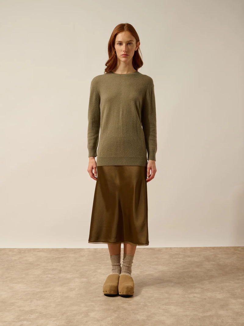 Pull Col Rond Boutonné Dos - Janice - Army