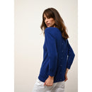 Cashmere Just - Janice Jersey Cuello Redondo con Botones Atrás - Ultramar - 100% Cachemira 2 Hilados - Mujer