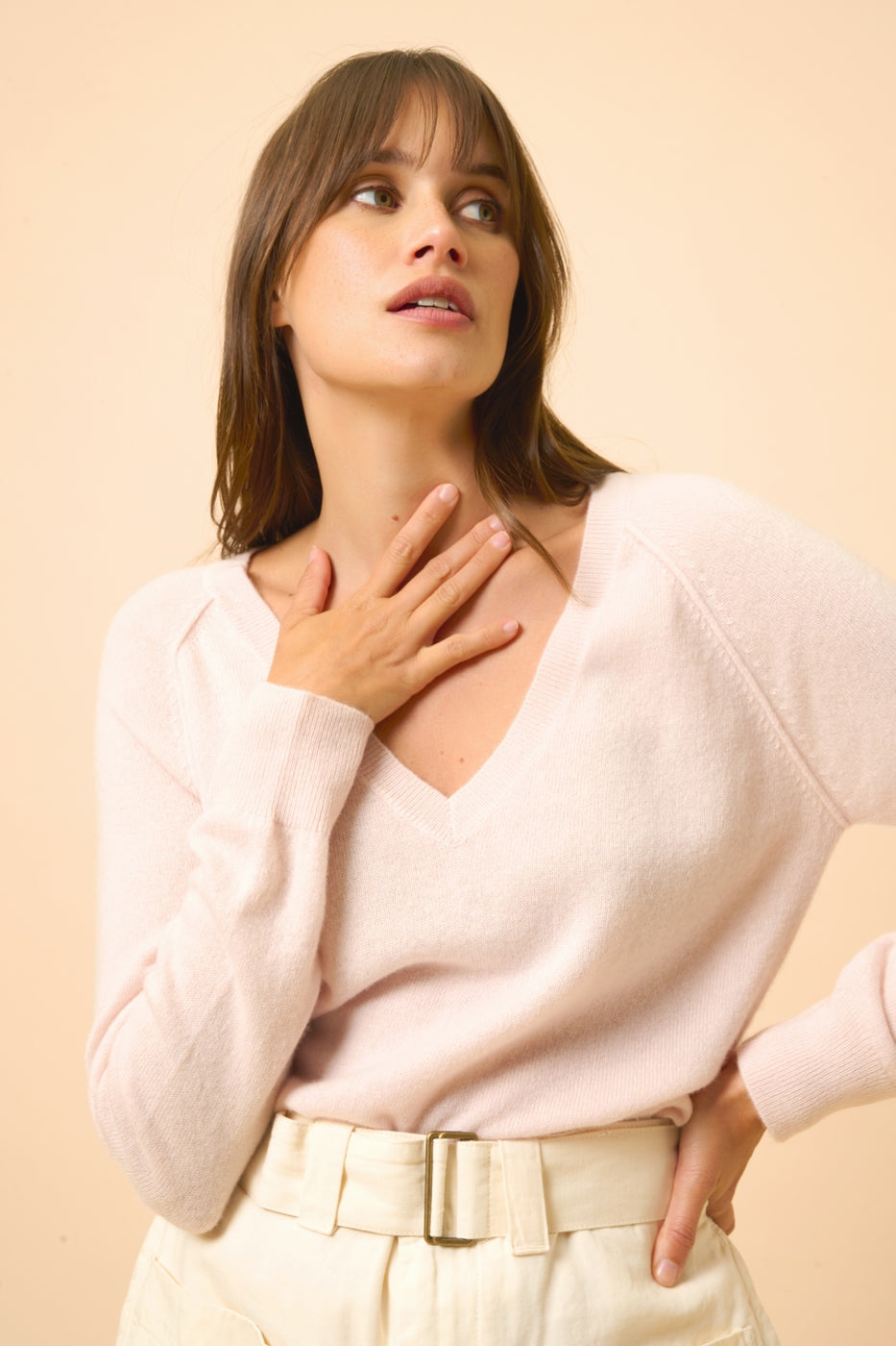 V-Neck Sweater - Phoebe - Powder