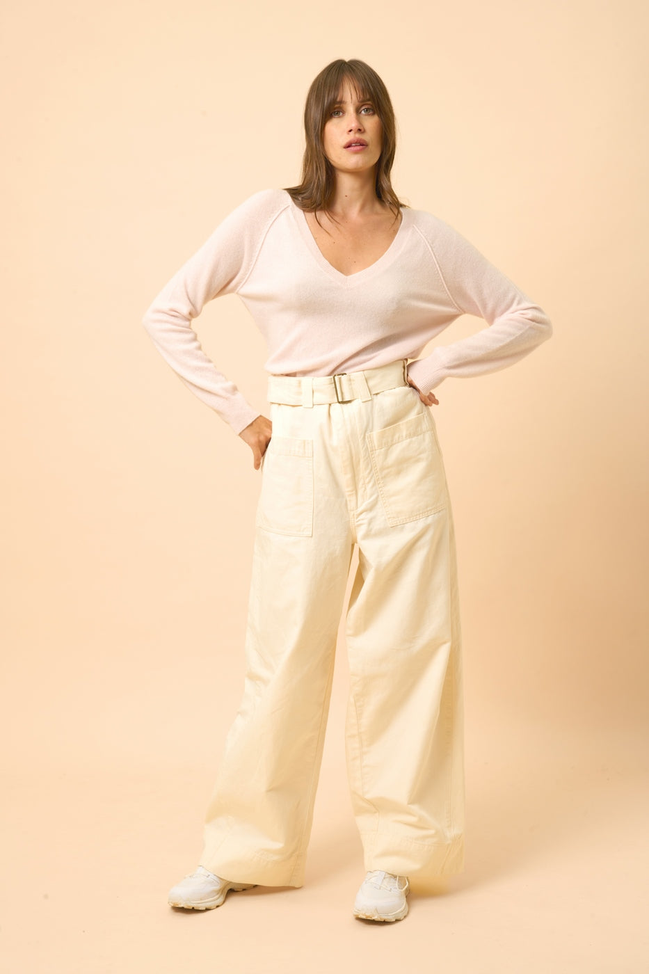 V-Neck Sweater - Phoebe - Powder