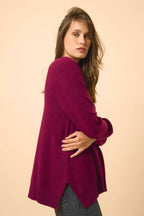 V-Neck Sweater Front And Back - Opal - Burgundy