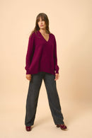 Pull Col V Devant Et Dos - Opal - Bordeaux