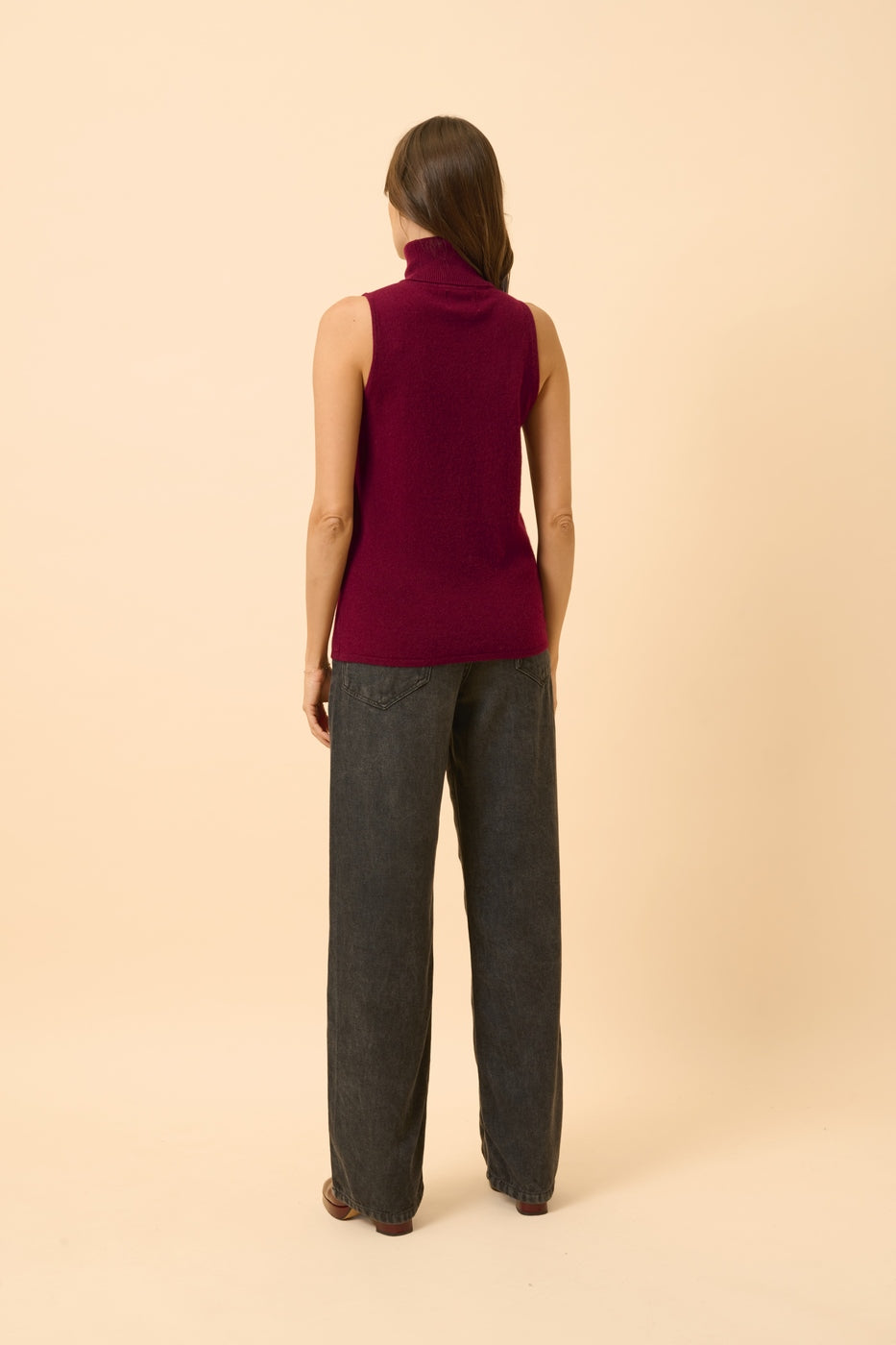 Jersey Cuello Vuelto Sin Mangas - Violeta - Burdeos