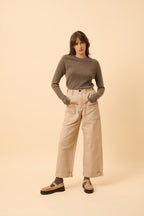 Jersey de Cuello Redondo - Jane - 100 % Cachemira, 2 Cabos - Topo Jaspeado - Mujer