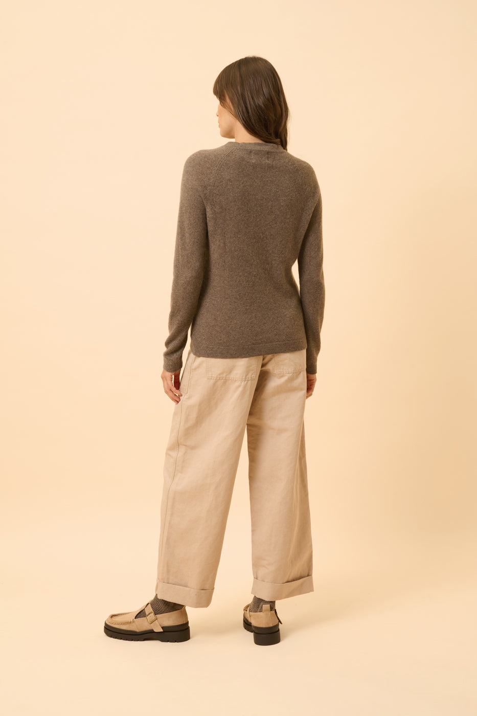 Jersey de Cuello Redondo - Jane - 100 % Cachemira, 2 Cabos - Topo Jaspeado - Mujer