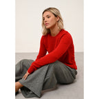 Jersey de Cuello Redondo Helen Rojo - 100% Cachemira - 2 Cabos - Punto Jersey - Mujer