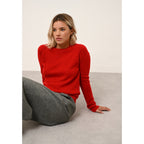 Jersey de Cuello Redondo Helen Rojo - 100% Cachemira - 2 Cabos - Punto Jersey - Mujer