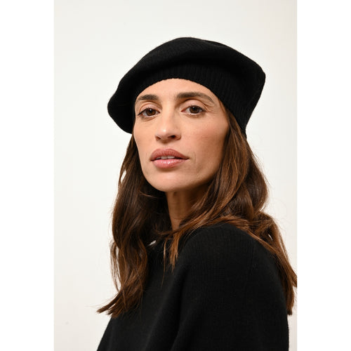 Just Cashmere - Béret Paris Noir - 100% Cachemire - 4 Fils - Jersey - Mixte