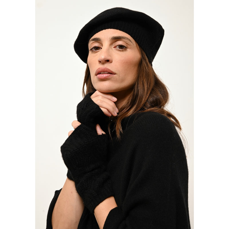 Just Cashmere - Béret Paris Noir - 100% Cachemire - 4 Fils - Jersey - Mixte