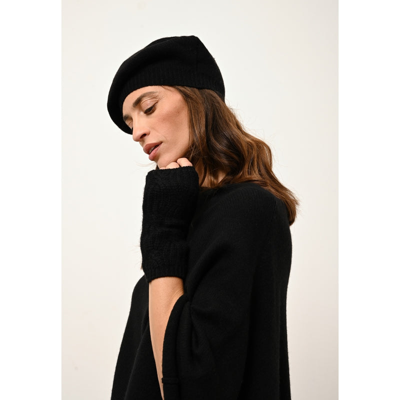 Just Cashmere - Béret Paris Noir - 100% Cachemire - 4 Fils - Jersey - Mixte