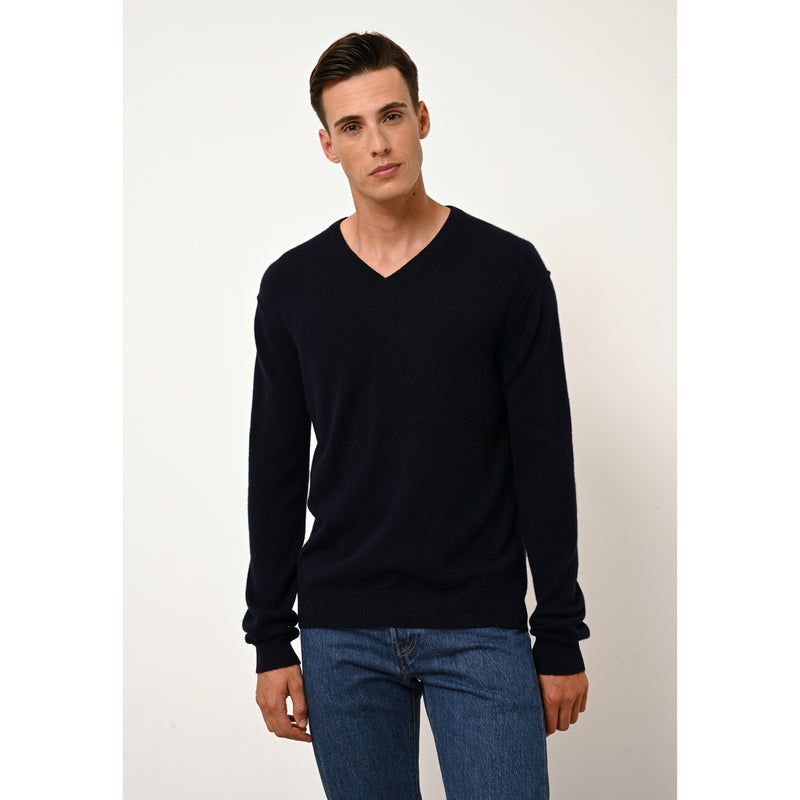 Cashmere  sudadera Just - Tom Navy Jersey Cuello en V - 100% Cachemira - 2 Hilados - - - Hombre