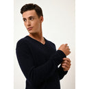 Cashmere  sudadera Just - Tom Navy Jersey Cuello en V - 100% Cachemira - 2 Hilados - - - Hombre