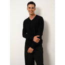 Cashmere  sudadera Just - Tom Jersey Negro Cuello en V - 100% Cachemira - 2 Hilados - - - Hombre