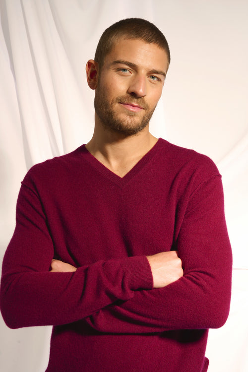 Pull Col V - Tom - Bordeaux